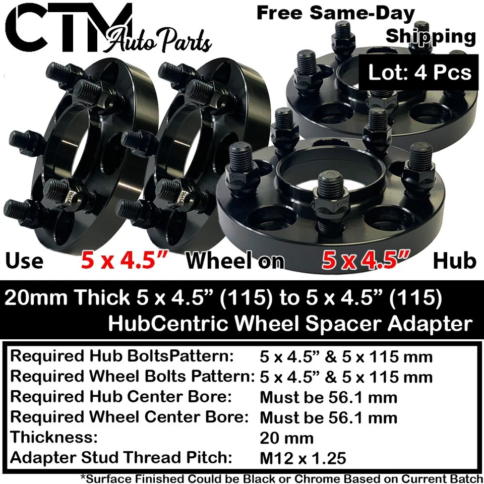 4x 20mm 5x4.5" 56.1mm C.B Hubcentric Wheel Adapter Spacer Fit Subaru WRX Outback - Image 1 of 4
