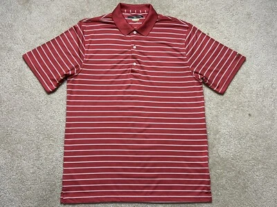 Camisa polo de golf Greg Norman Play Dry para hombre manga corta talla mediana coral blanca Foto 1 de 4