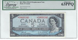 1954  BOC $5, BC-39bA Ser#*NX0031242 Bea/Ras, LEGACY 63 PPQ Replacement Note - Picture 1 of 2