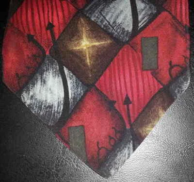 巨石阵 Jim Valvano 领带丝绸 John Madden 红色灰色棕色几何图案 全新带盒 t3740  — 第 1/4 张图片