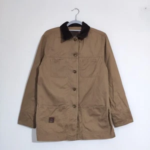Ralph Lauren Jacket Small Brown Canvas Workwear Cord Collar Vintage Utility Coat - Picture 1 of 13