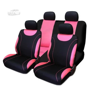 For Hyundai Black and Pink Flat Cloth Car Truck Seat Covers Set New  - Picture 1 of 6