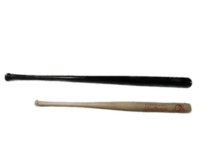 Lot of (2) Cleveland Indians Souvenir Mini Wood Baseball Bats tan 18", blk 22"  - Picture 1 of 3