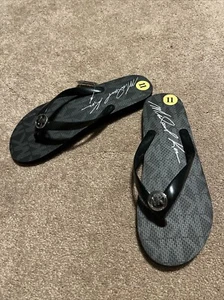NEW Michael Kors Flip Flops Jet Set Logo Signature Thong Sandal Silver  Black 11 - Picture 1 of 7