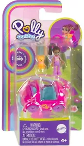 Micro muñeca Polly Pocket con coche fundido a presión con temática de gato y mini mascota, juguetes de viaje - Imagen 1 de 3