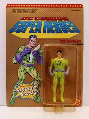 THE RIDDLER FIGURE - DC COMICS SUPER HEROES - MINT UNPUNCHED CARD - TOY BIZ 1989 - Image 1 of 2