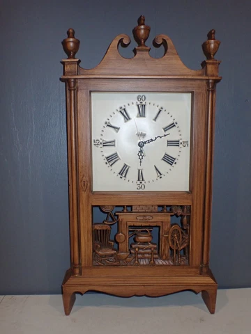 vintage Burwood Arabesque wall clock Fireplace Spinning Wheel Rocking Chair Cover