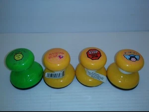 ASST. ROUND RUBBER STAMPS: STOP, MAGICAL WORK, TAKE YOUR TIME & PERFECT LOT OF 4 - Picture 1 of 7