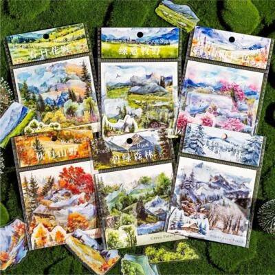 BELEBEE 30Pcs Mountains Field Scrapbook Stickers DIY Journal Planner Decorative Collage