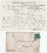 Signed Letter & Cover John Starin Congress Steamboat NY 1st Amusement Park 1878