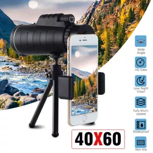 Day/Night Vision 40X60 HD BAK4 Monocular Telescope+Phone Clip+Tripod BAK4 10x - Picture 1 of 13