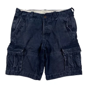 VTG Abercrombie & Fitch Distressed Navy Blue Heavy Cargo Shorts Military Sz 35 - Picture 1 of 8