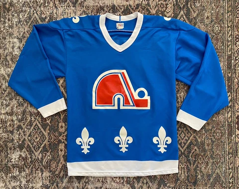 VTG CCM Quebec Nordiques #4 Duffer Jersey SZ M NHL Blue Away Cover