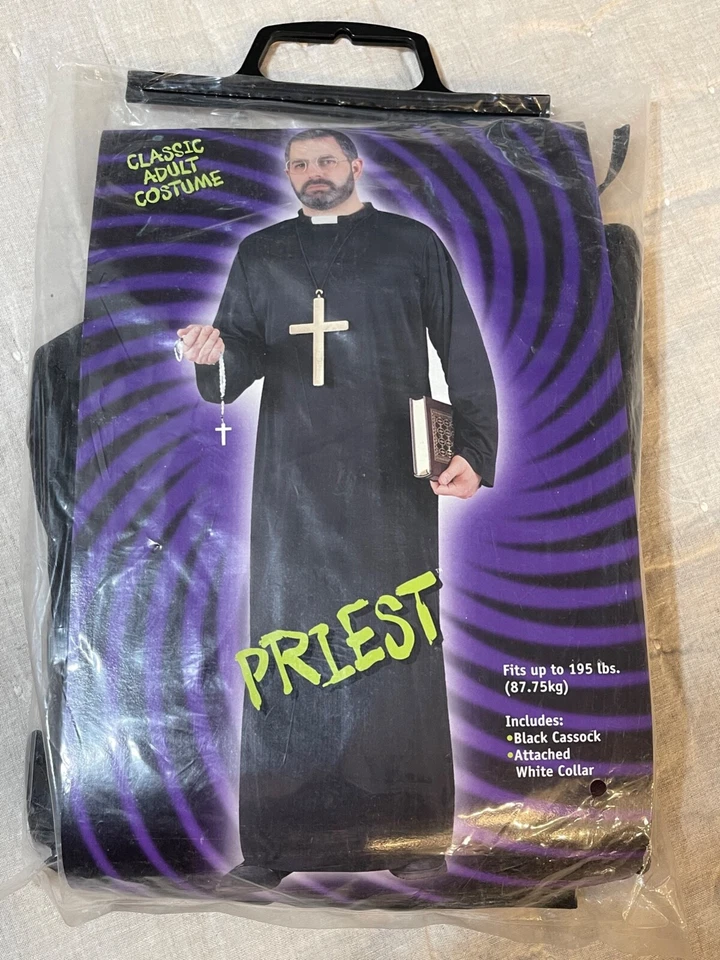 Adult Priest Father Religious Black Robe Costume Fw9932