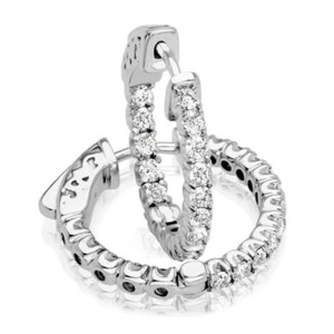 14kt Gold Diamond Hoop Earrings - 1ct - 20mm - Imagen 1 de 2