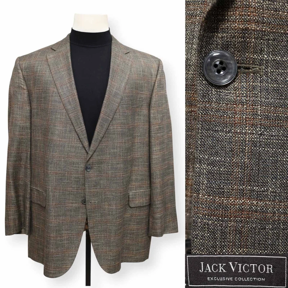 JACK VICTOR Hombre Marrón Estampado BAMBOO Abrigo Deportivo Traje Chaqueta Blazer 48 L Foto 1 de 4