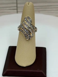 "VINTAGE"  10KT YELLOW GOLD 1.OO CTTW DIAMOND COCKTAIL RING. - Picture 1 of 7