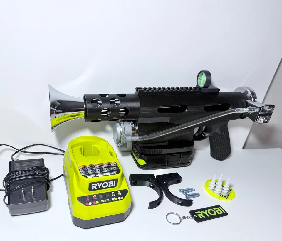 Carbon Fiber Air Horn Gun LOUDEST HORN! With Battery + Charger + extras (Chrome) - Image 1 of 4