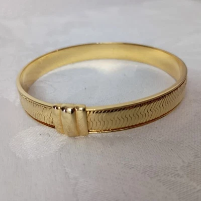 Vintage Monet Textured Gold Tone Bangle Bracelet - Image 1 of 4
