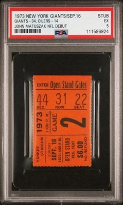 9/16/73 N.Y. Giants v Oilers John Matuszak NFL Debut PSA 5 Highest Graded ! - Image 1 of 2
