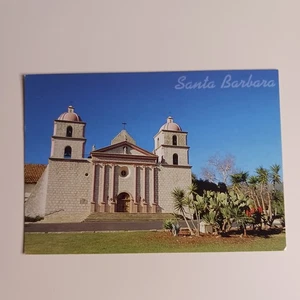 Postal cromada sin publicar de arquitectura romana de Santa Bárbara Mission California - Imagen 1 de 6
