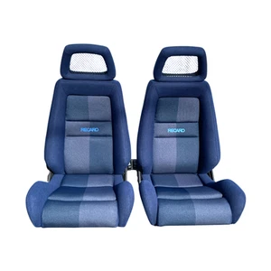 Genuine Recaro Seats LXC Monza Blue Mesh headrests - Retrimmed (pair) - Picture 1 of 4