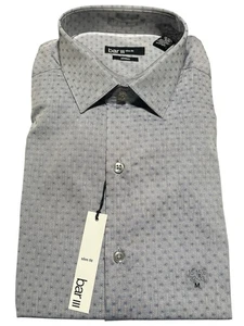Macy’s Bar 111 Mens Grey Print Long Sleeve Slim Fit Button-Down Shirt Medium - Picture 1 of 5