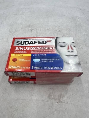 Sudafed PE Day & Night Sinus Congestion Medicine упаковка из 3 штук срок годности 04/26 - Изображение 1 из 3
