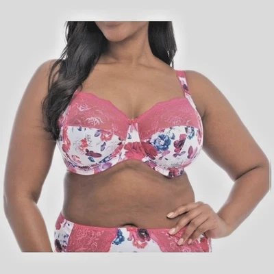ELOMI EL4110 MORGAN FULL FIGURE UNDERWIRE BRA SIZE 36J US PINK FLORAL - Image 1 of 3
