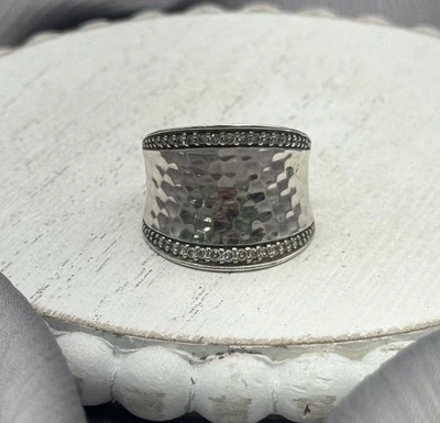 Anillo John Hardy Palu de plata de ley 925 con montura de diamantes talla 8,5 / 5,65 g / 17,51 mm Foto 1 de 4