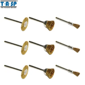 Dremel Brass Wire Polishing Brushes Wheels Rotary Set 9PC 1/8" Shank - Picture 1 of 3