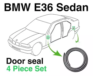 Juego de 4 juntas de sellado de 4 puertas para BMW E36 serie 3 sedán 91-98 - Imagen 1 de 5
