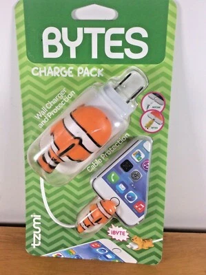Cable de teléfono Tzumi Bytes y protectores de pared paquete de carga Nemo payaso pez  Foto 1 de 3