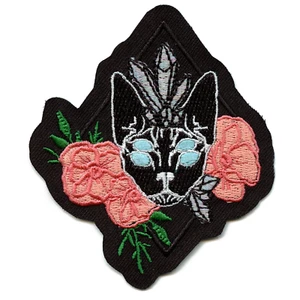Mystical Alien Rainbow Crystal Cat EXCLUSIVE Embroidered Iron On Patch - Picture 1 of 2