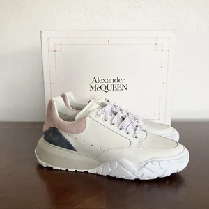 New Alexander McQueen Court Mixed Media Leather Sneakers Size 42EU/9US - Picture 1 of 9