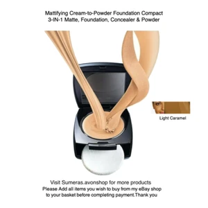 Avon True Colour/Flawless Matte Cream-2-Powder 3-in-1~ Light Caramel ~ Free P&P - Picture 1 of 9