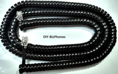 Black 25Ft Long Handset Cord for GE/Thomson Phone Pro Series 2 or 3 Line Curly - Image 1 of 3