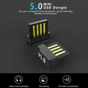 Wireless Dongle USB Bluetooth 5.0 Adapter For Windows 7/8/10 Laptop Receiver - Photo 1/12