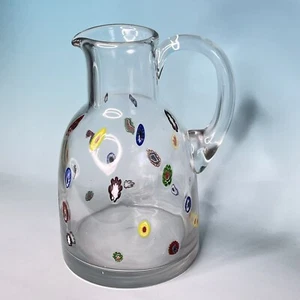 Murano Italy Leonardo Millefiori Art Glass Pitcher ~ Vintage Italian - Picture 1 of 6
