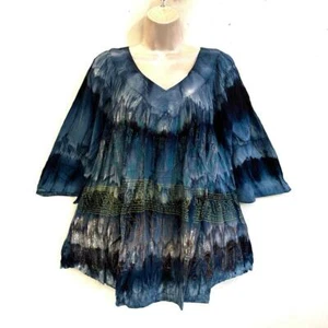 Sacred Threads Hippie Boho Festival Tie Dye Peasant V Neck Smock Top 221175 OS - Picture 1 of 2
