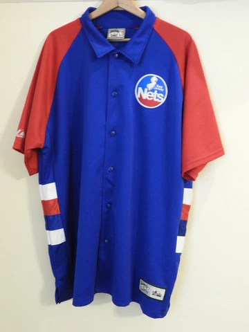 Vintage NBA Hardwood New Jersey Nets Vintage Warm-Up Snap-Up Short Sleeve Jacket Cover