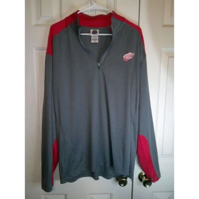 NHL Detroit Red Wings Pullover Lightweight 1/4 Zip Gray Red Mens Size XL - Image 1 of 3