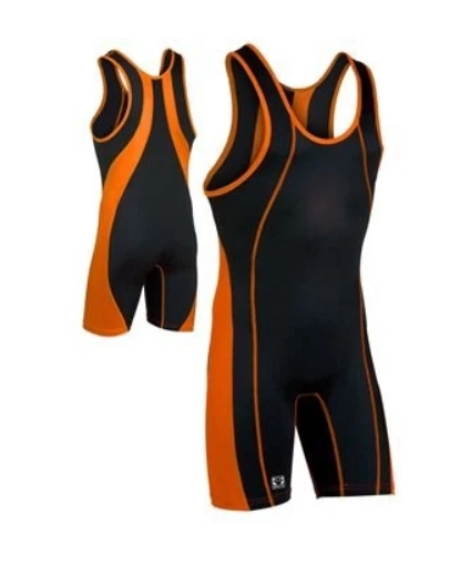 Brute Maverick Wrestling Singlet - Black/Orange