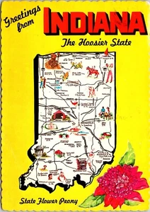 Saludos desde Indiana mapa estado dibujo Indiana postal continental E1 - Imagen 1 de 2