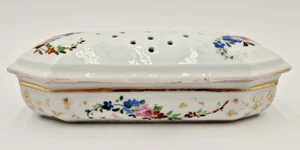 Antique English Razor or Toothbrush Covered Dish Trinket Holder Box Hand Painted - Picture 1 of 20
