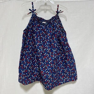 OshKosh Girls sz 10 L Tank Top Shirt Stars Flowers Patriotic Red White Blue - Picture 1 of 4