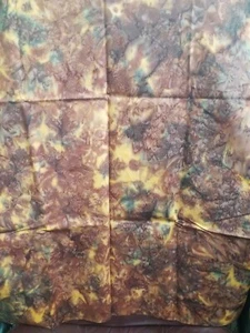 Batik Cotton Fabric - Orange/Red/Green Background, 37" L x 43" W - Picture 1 of 2