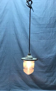 VTG Light Nautical Industrial Metal Hanging Glass Jelly Jar Light 1828-22B - Picture 1 of 13