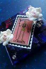 La Muerte Flowers Dark Art Esoteric Loteria Mexican Dia de los Muertos Mini folk