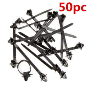 50PCS Nylon Cable Tie Fastener Clips Car Loom Hose Clamp Fastening Zip Strap Kit - Picture 1 of 11